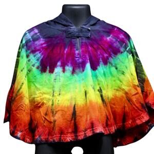 Toddler Poncho Size 24 Month Rainbow Tie Dye Kidcore Festival Baby Vacation Bold